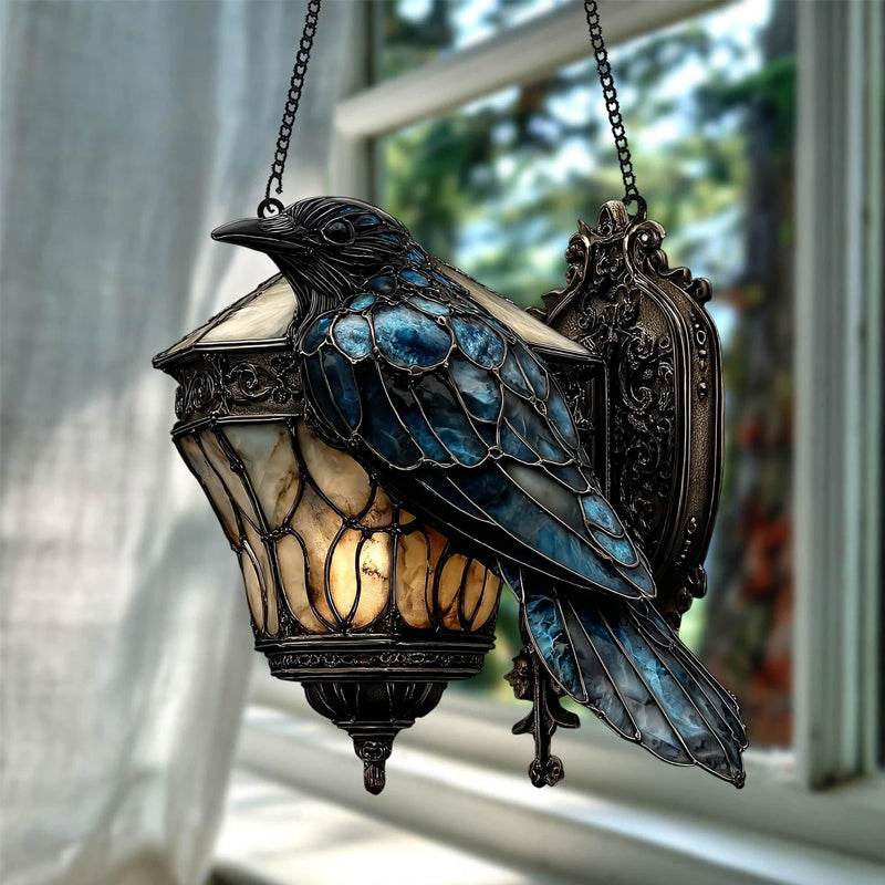 Ravenlantaarn in gebrandschilderd glas
