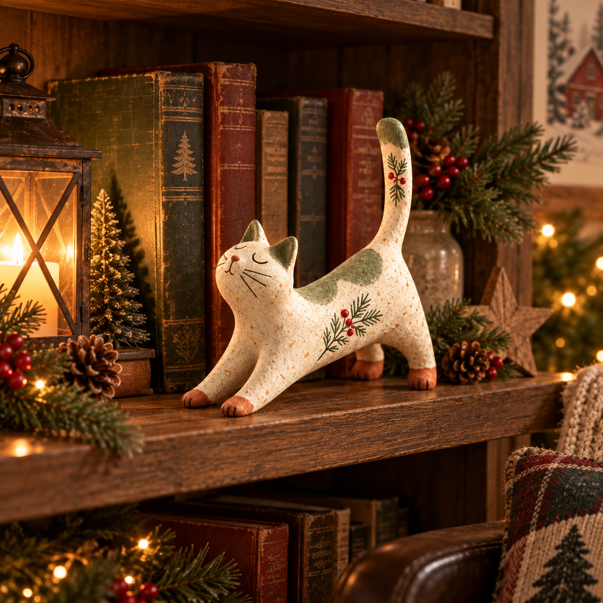 🐈🎄 Kerstfiguurtje van een boskat – een knus vriendje uit het bos voor je kerstinterieur