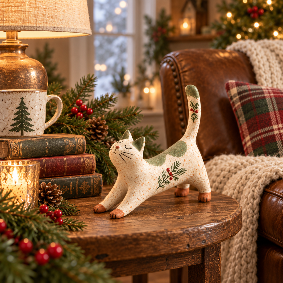 🐈🎄 Kerstfiguurtje van een boskat – een knus vriendje uit het bos voor je kerstinterieur