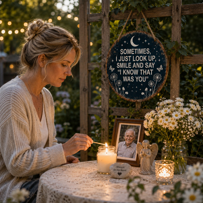 Hangend gedenkteken voor de tuin – "Ik weet dat jij het was" Herdenkingsdecoratie