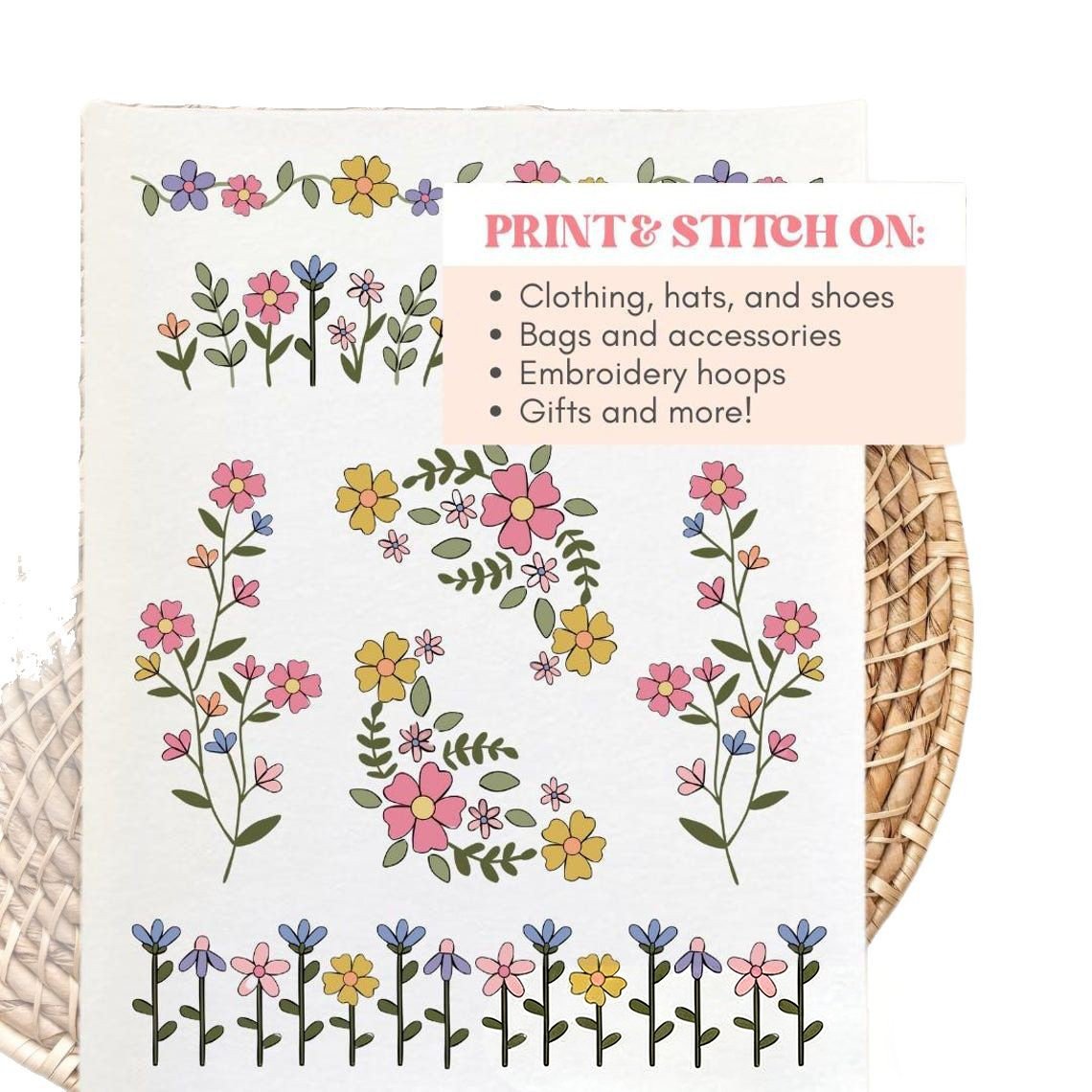 🌸Bloemenlijnen Ontworpen bloemenrandpatronen Borduurpatronen – Stick & Stitch voor beginners