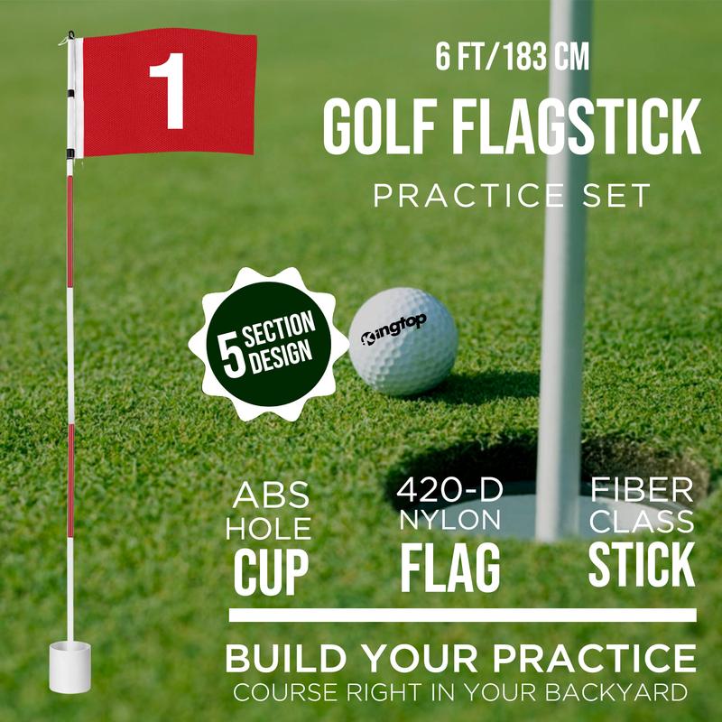 Golfvlaggenstok van 1,80 meter, draagbaar ontwerp met vijf secties voor oefenen op de puttinggreen in de achtertuin.