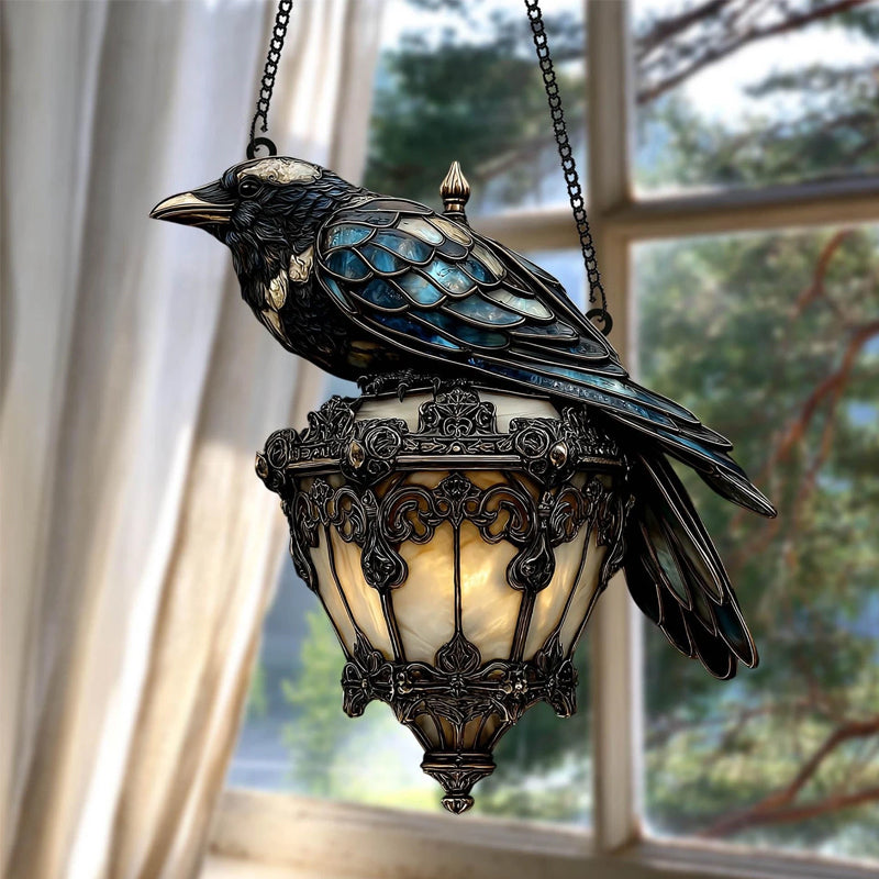 Ravenlantaarn in gebrandschilderd glas