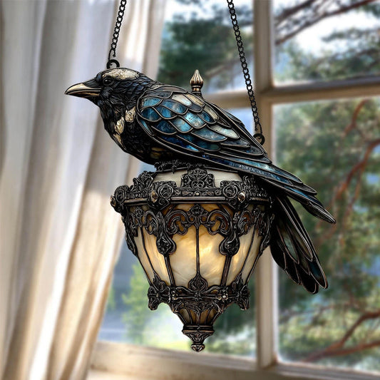 Ravenlantaarn in gebrandschilderd glas