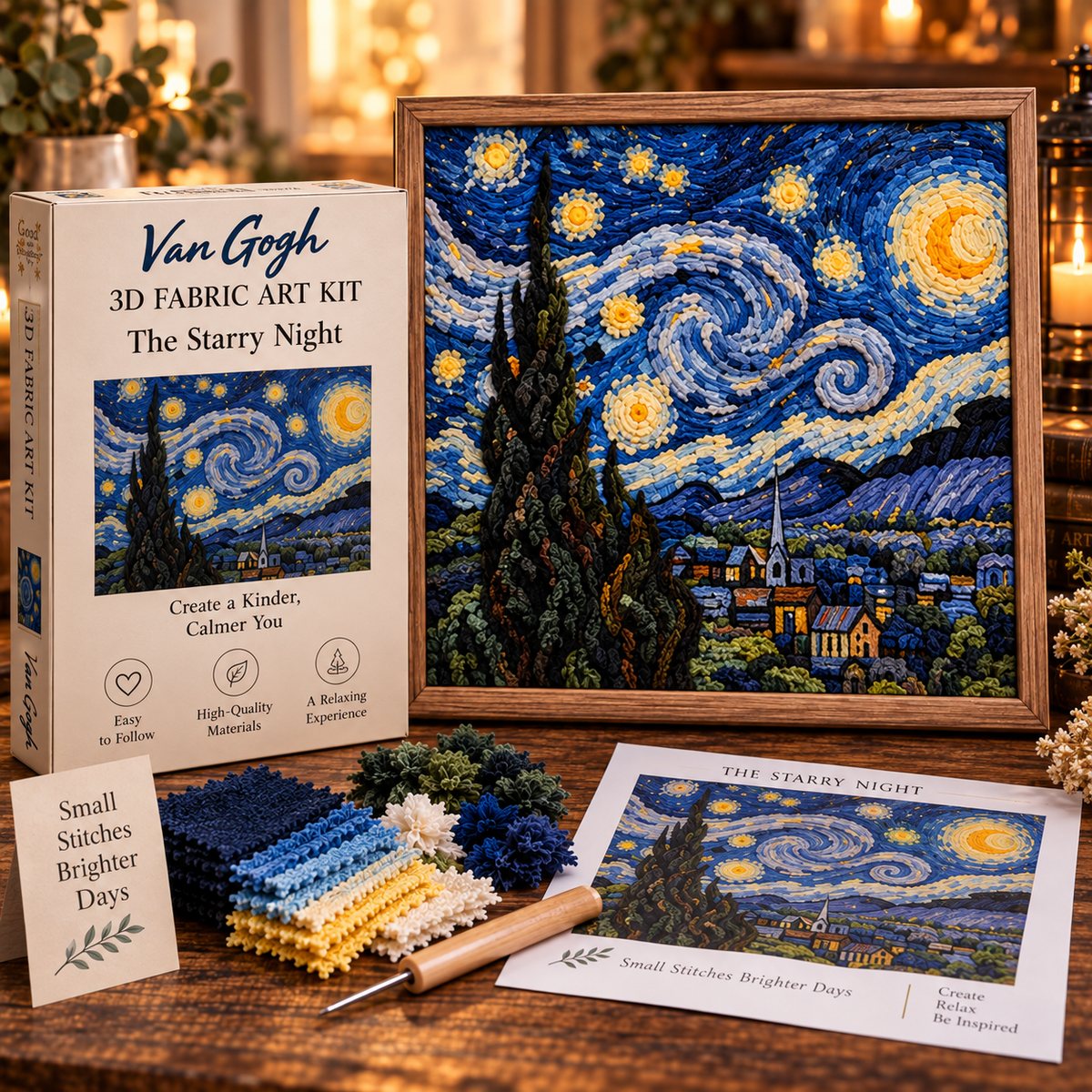 🎨 Van Gogh 3D-textielkunstset | Creëer je eigen meesterwerk met textuur