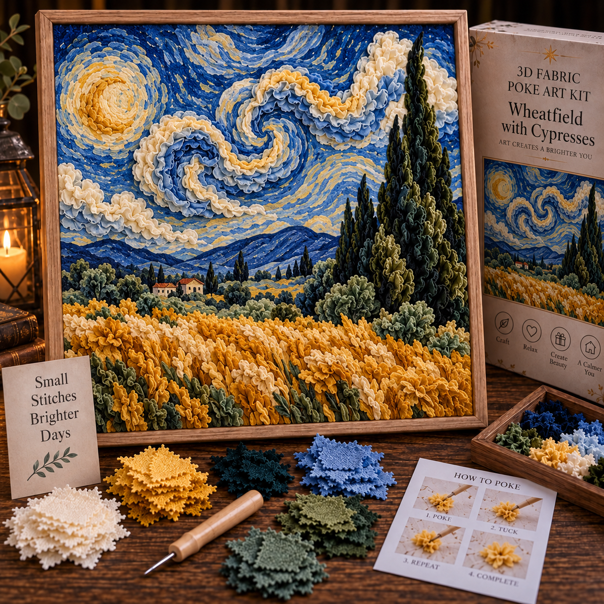 🎨 Van Gogh 3D-textielkunstset | Creëer je eigen meesterwerk met textuur