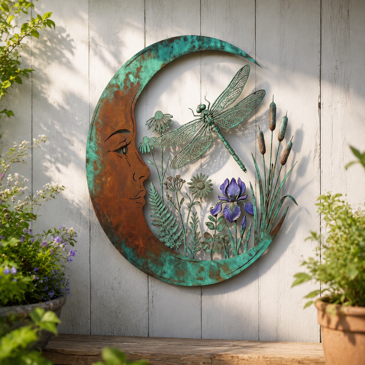 🌙 Muurdecoratie met halve maan en bij — Breng dromerige magie naar je tuin en terras! ✨🐝