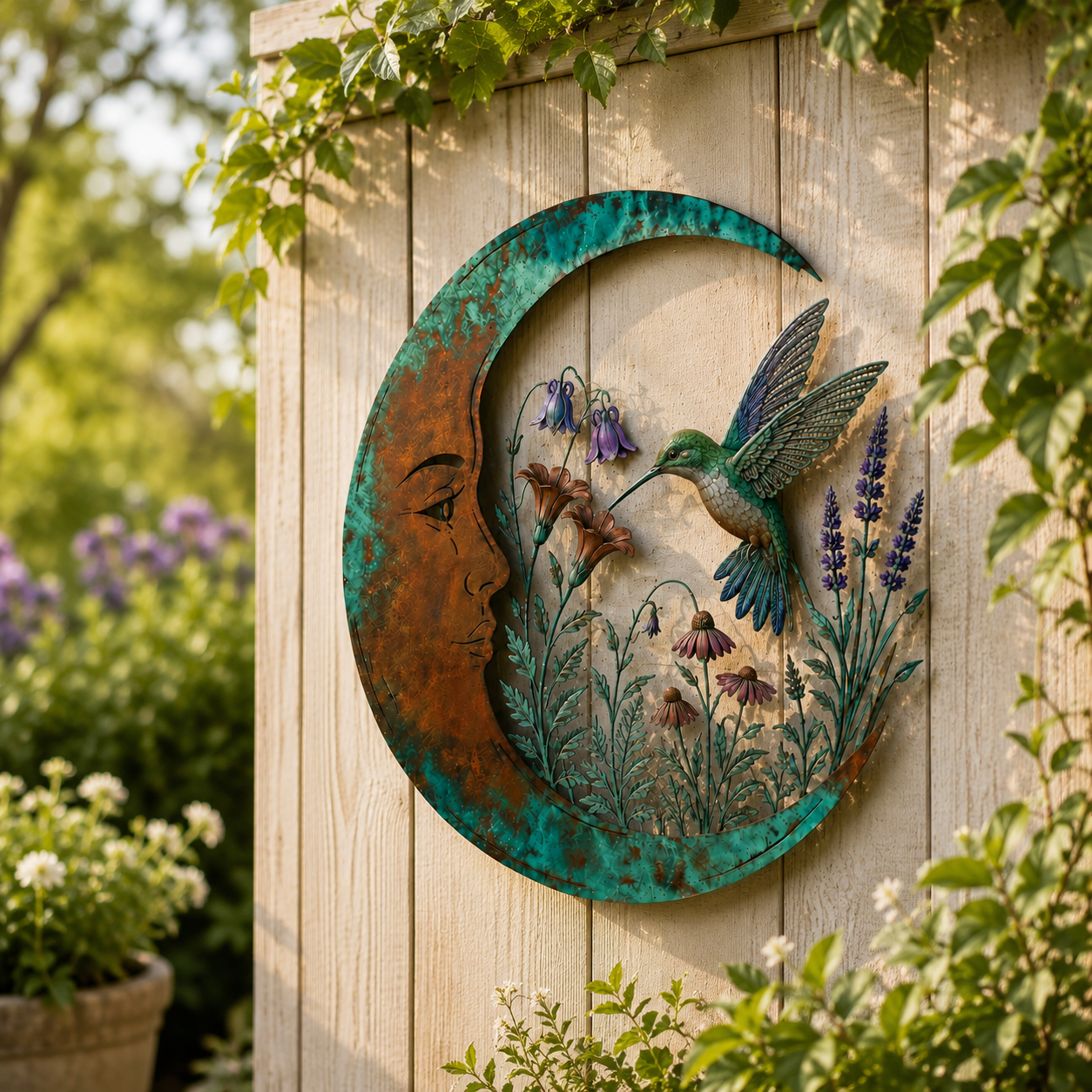 🌙 Muurdecoratie met halve maan en bij — Breng dromerige magie naar je tuin en terras! ✨🐝