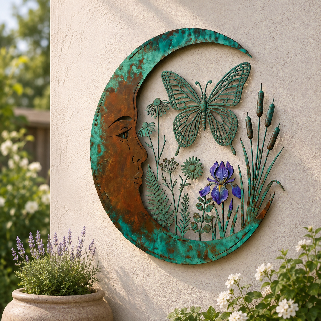 🌙 Muurdecoratie met halve maan en bij — Breng dromerige magie naar je tuin en terras! ✨🐝