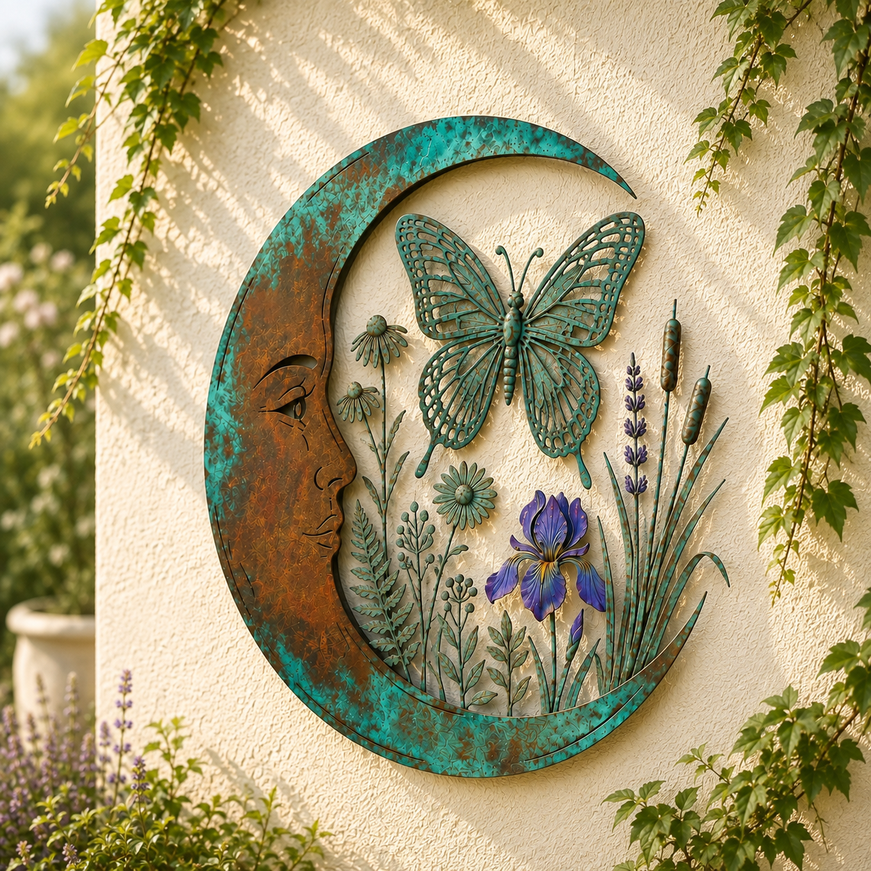 🌙 Muurdecoratie met halve maan en bij — Breng dromerige magie naar je tuin en terras! ✨🐝