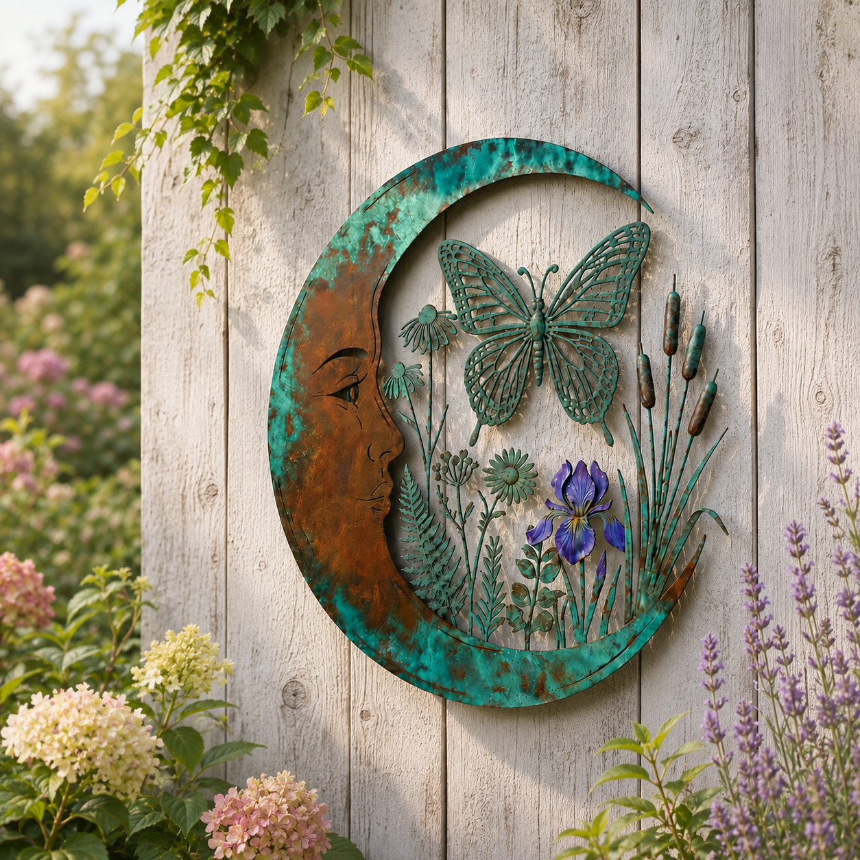 🌙 Muurdecoratie met halve maan en bij — Breng dromerige magie naar je tuin en terras! ✨🐝