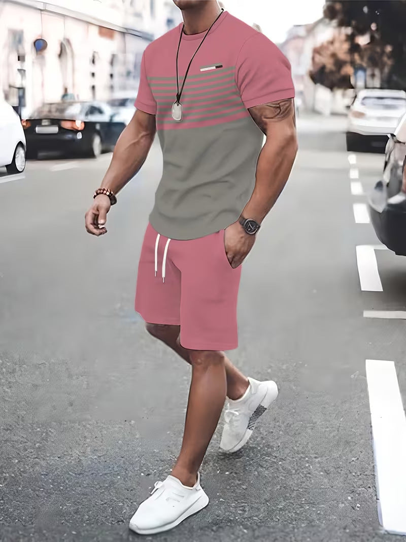 👕🏖️ Tweedelige set voor heren: een losvallend shirt en een korte broek ☁️