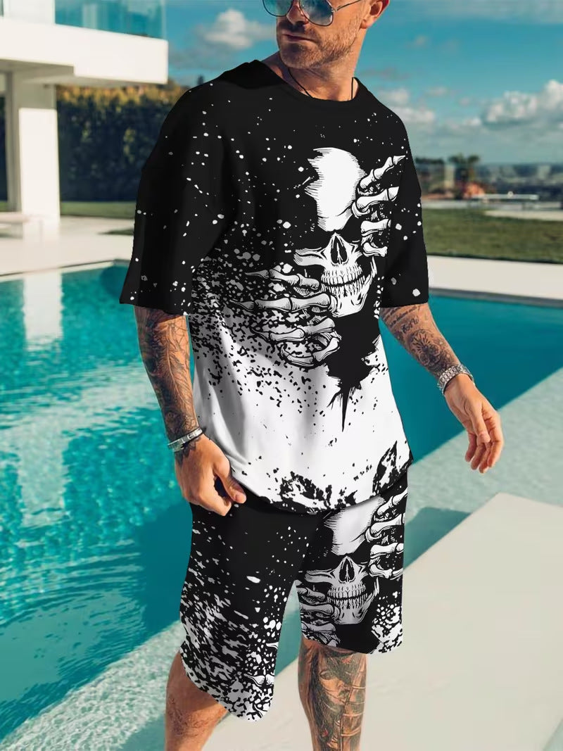 👕🏖️ Tweedelige set voor heren: een losvallend shirt en een korte broek ☁️