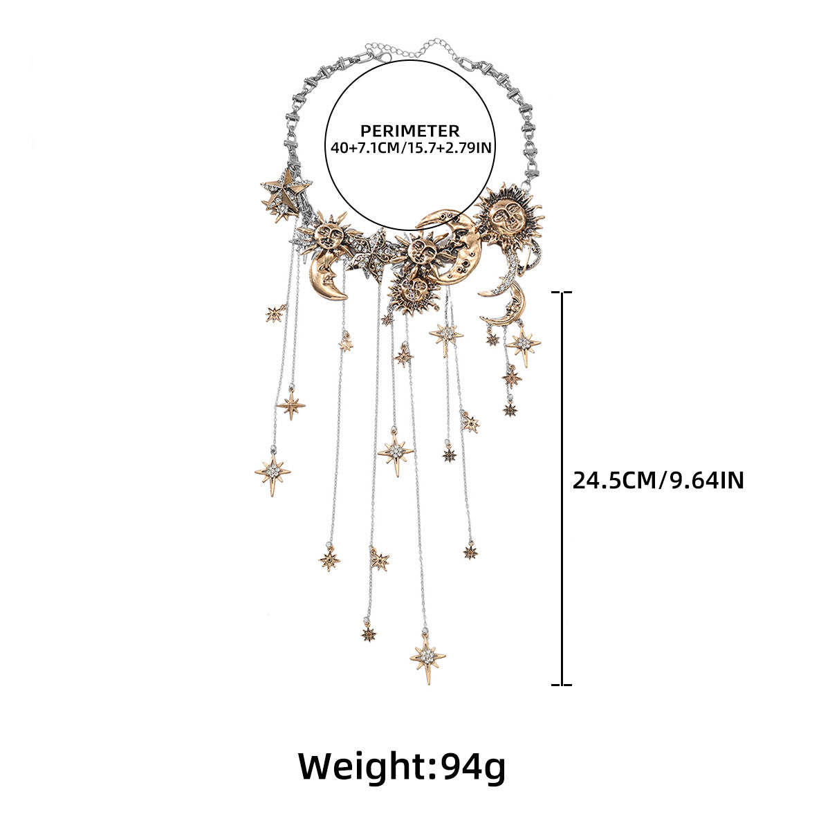 🔥LAATSTE DAG UITVERKOOP - ☀️Sun Moon Stars Multi Pendant Tassel Necklace🌙