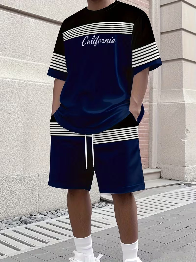 👕🏖️ Tweedelige set voor heren: een losvallend shirt en een korte broek ☁️