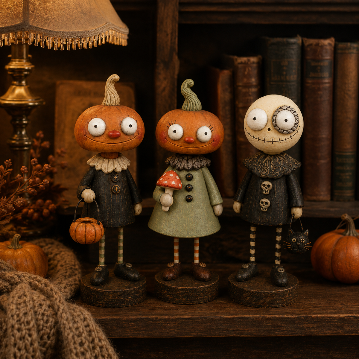 🎃Primitieve pompoenvriendjes – Vintage Halloween-beeldjescollectie
