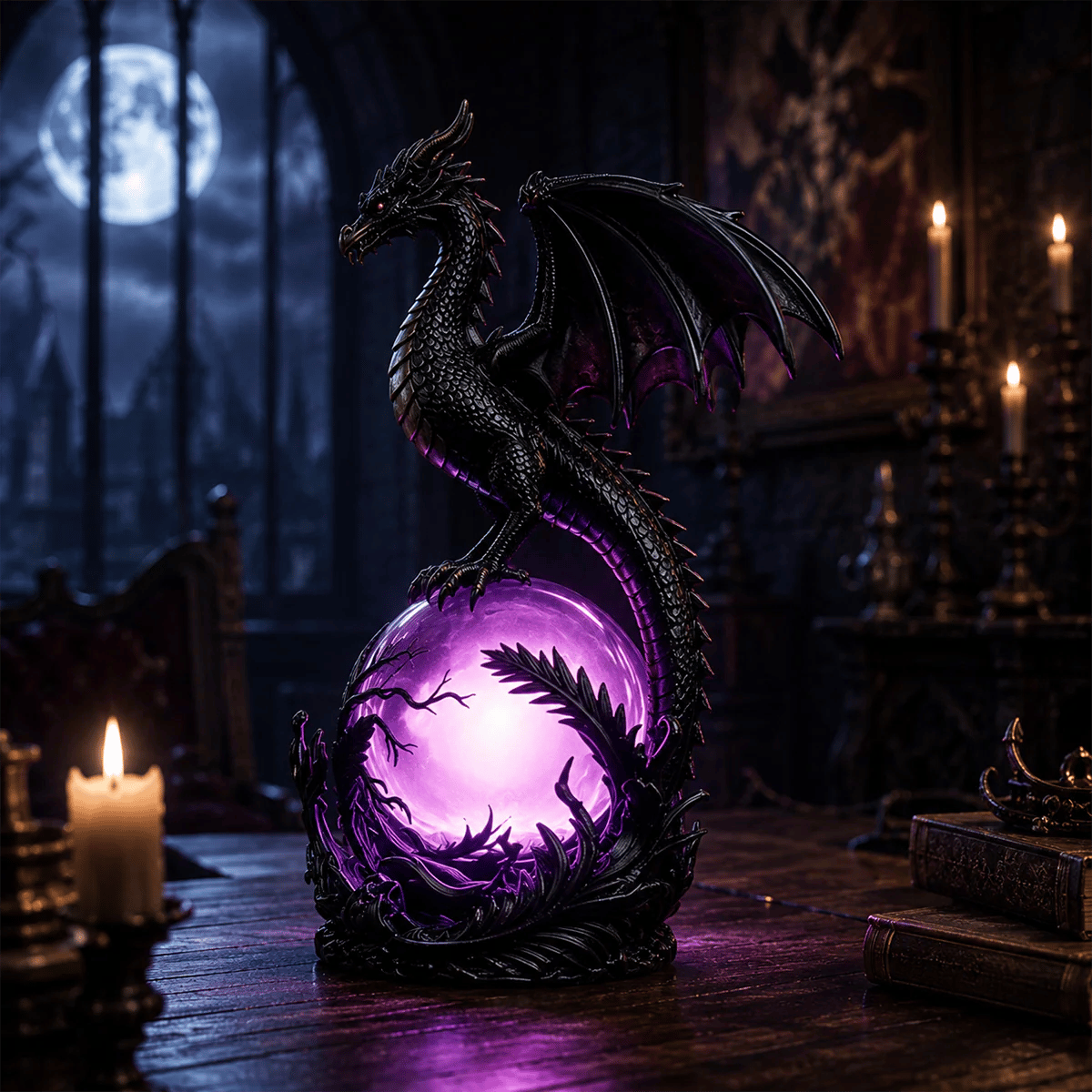 🔮Gotische draak LED-kristallenbollamp voor een donkere, sfeervolle inrichting.