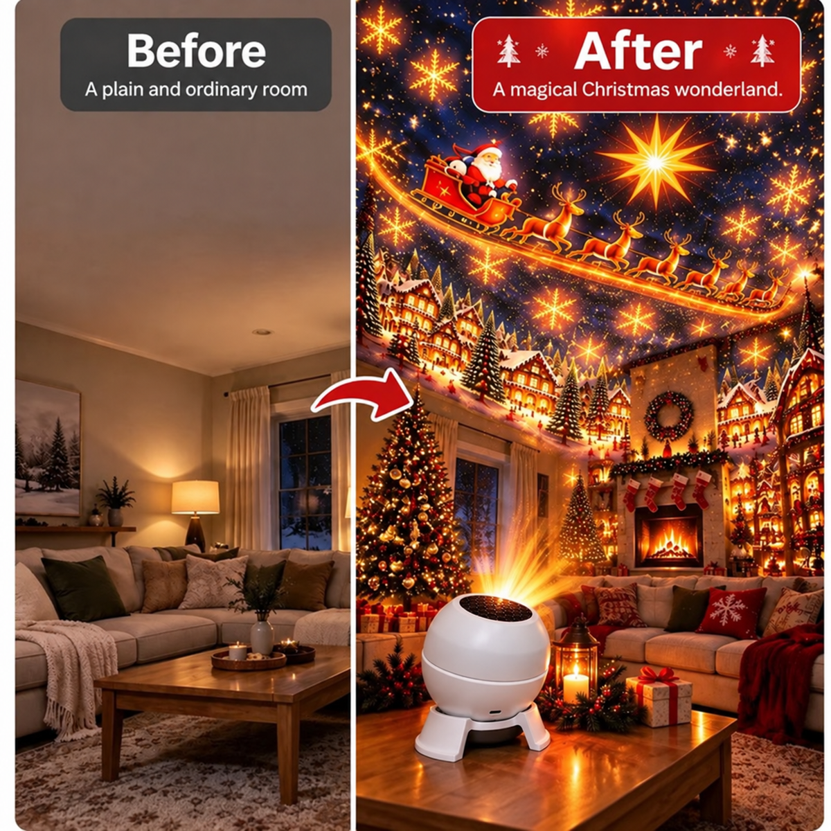 💡 Verander elke kamer in een kerstsprookje – Feestelijk nachtlampje met projectie