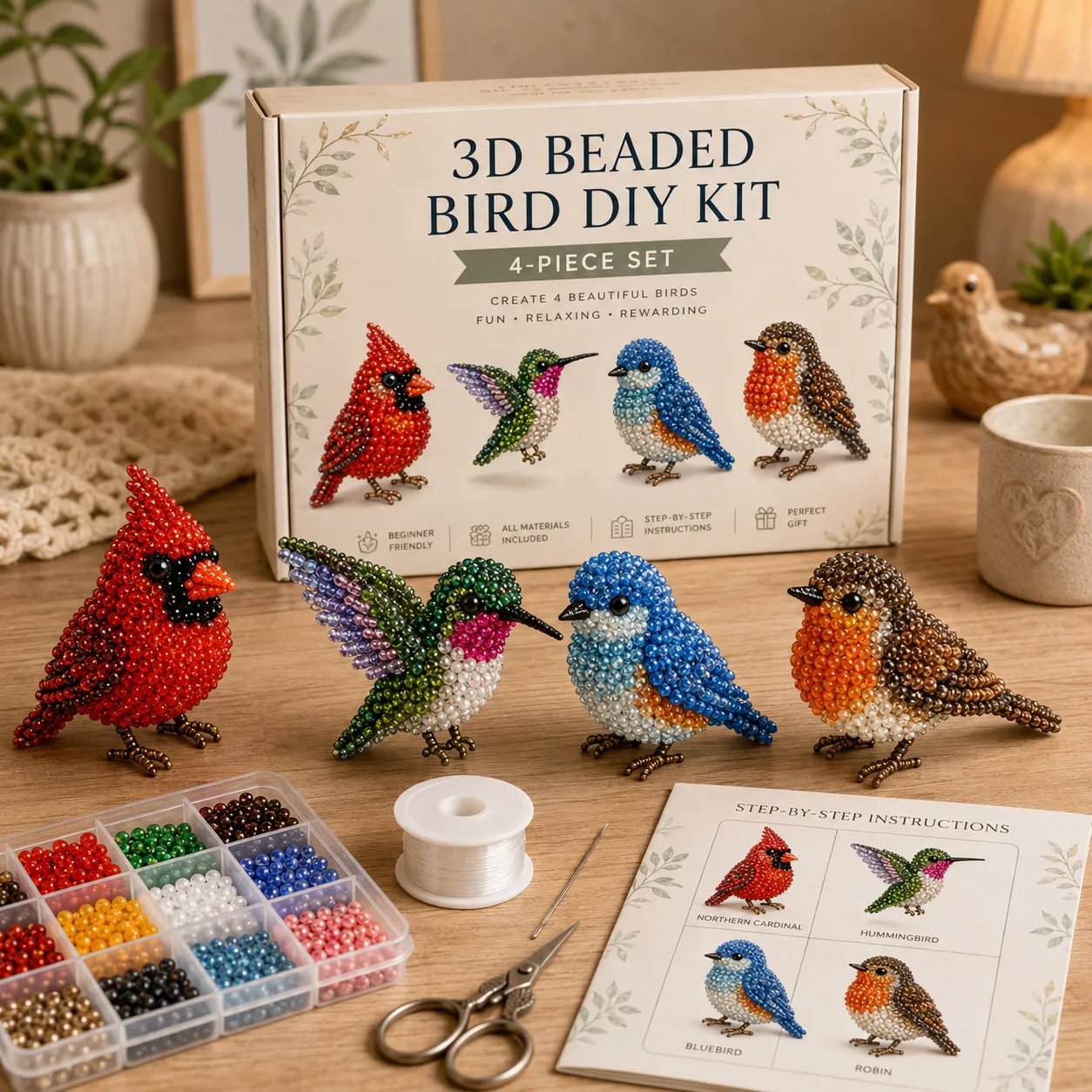 🧵✨ Miniatuur 3D kralen dieren doe-het-zelf set