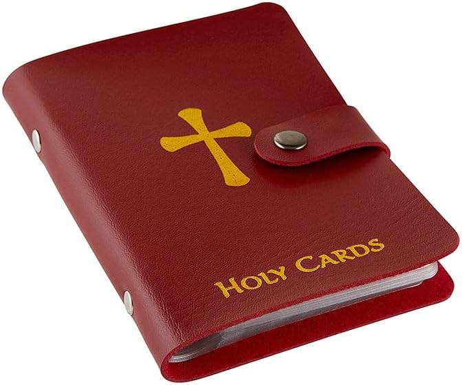 ✝️ Katholieke heiligenkaartenhouder van echt leer – Gebedskaartenhouder voor in de zak met druksluiting