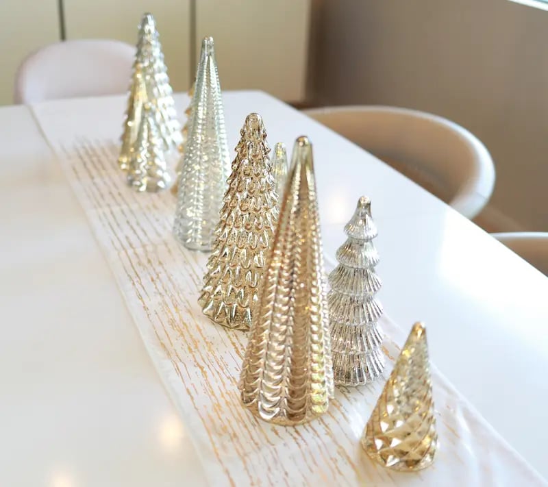 ✨ Shimmering Christmas – Mercury Glass Lighted Tree Set ✨