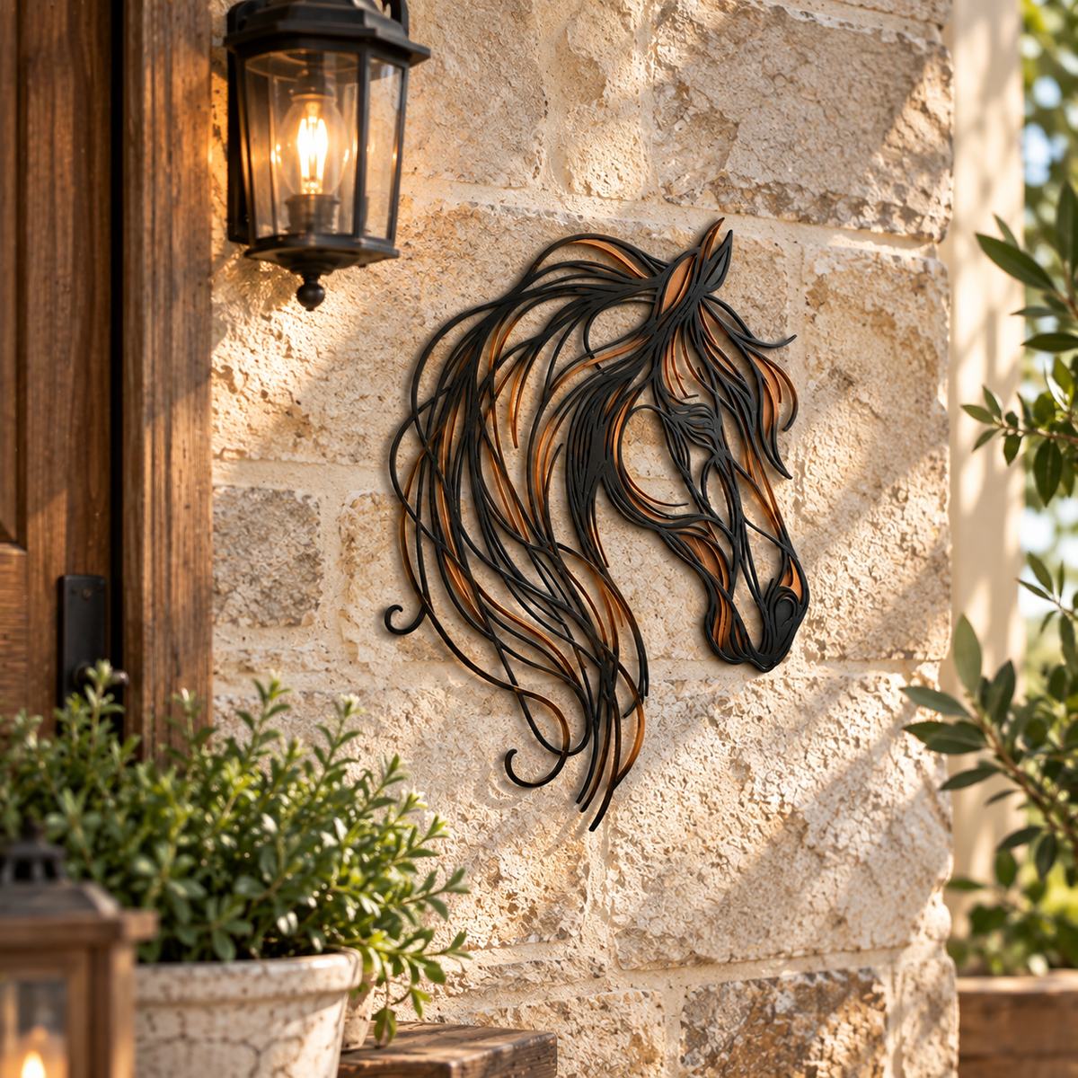 🐎Opengewerkte metalen wanddecoratie met een paardenhoofd