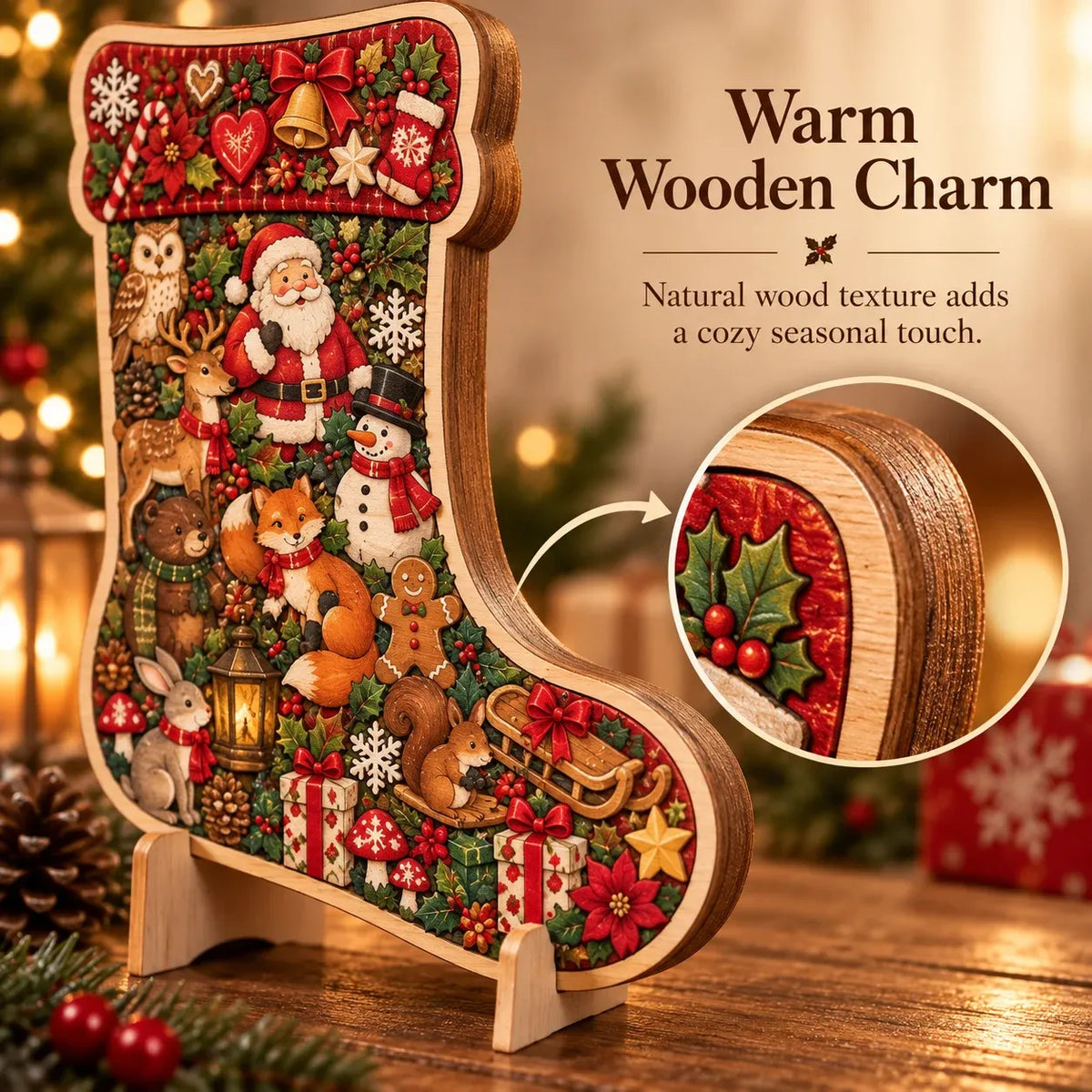 🎄 Houten kerstpuzzel met standaard | 9 feestelijke ontwerpen om in elkaar te zetten en neer te zetten 🧩