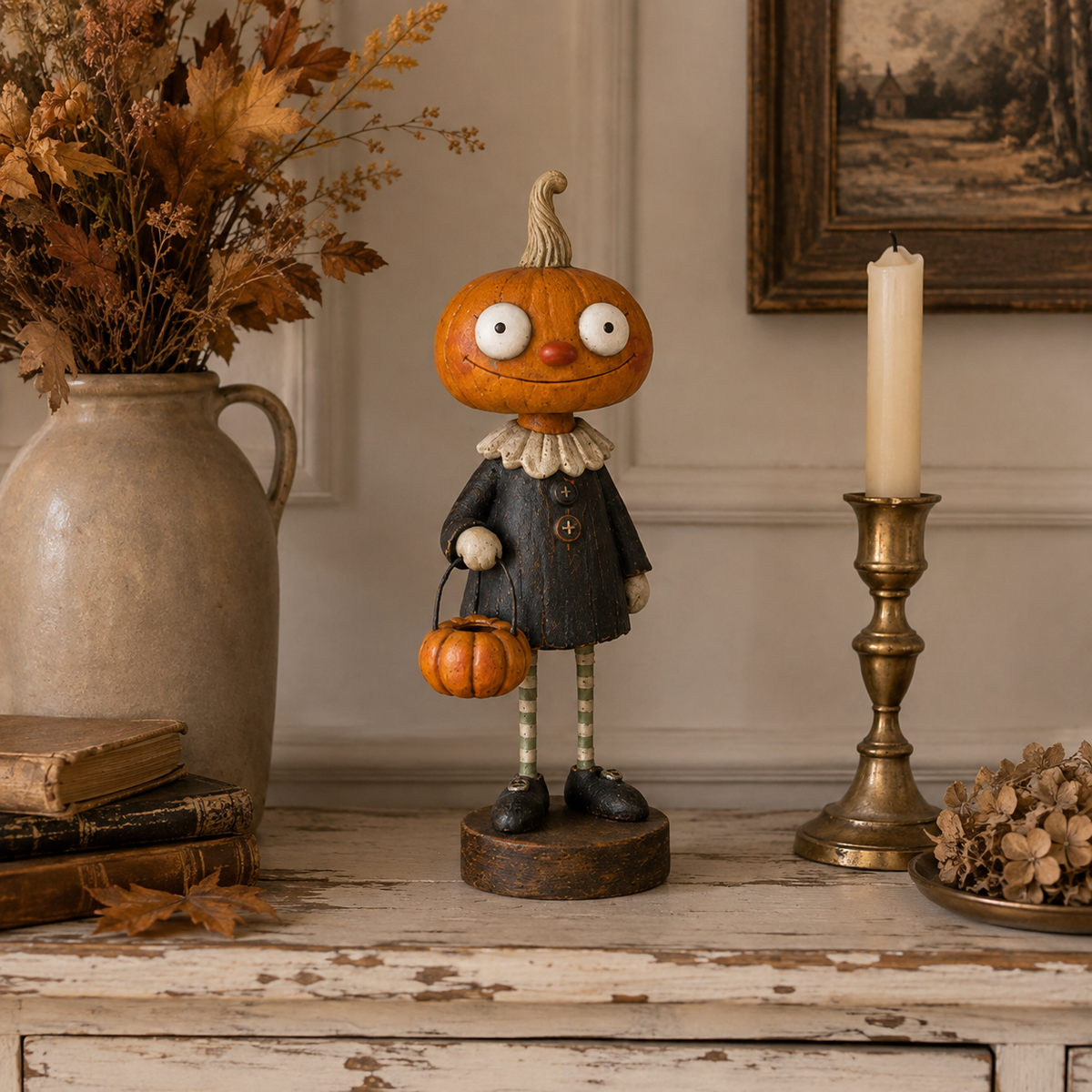 🎃Primitieve pompoenvriendjes – Vintage Halloween-beeldjescollectie
