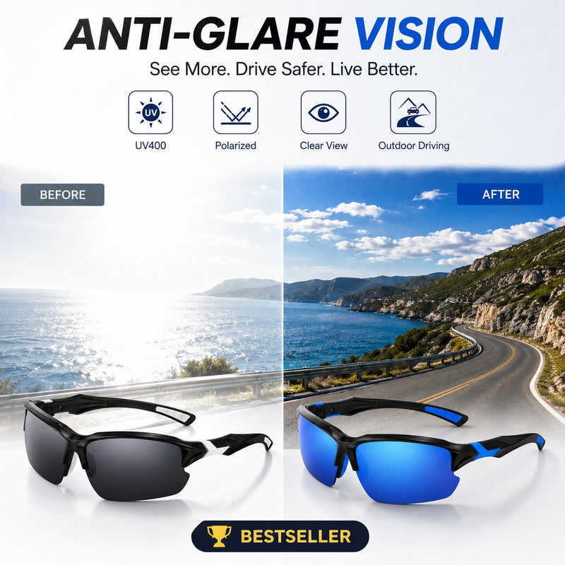 Gepolariseerde UV400 sportzonnebril – Unisex buitenkleding- en autorijbril