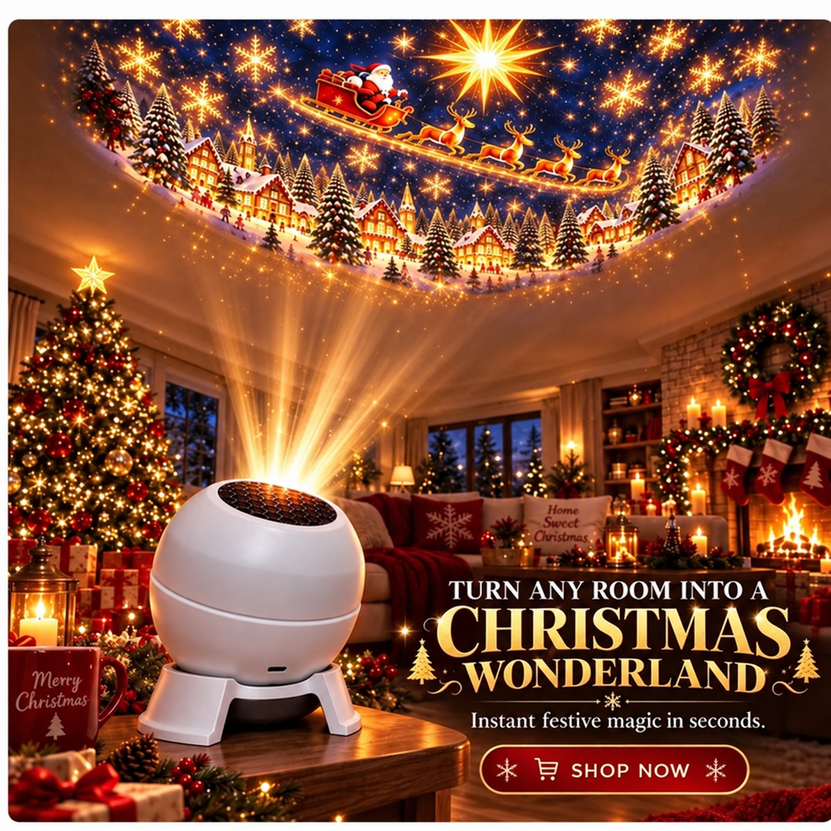 💡 Verander elke kamer in een kerstsprookje – Feestelijk nachtlampje met projectie