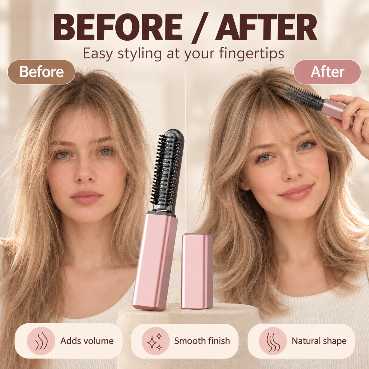 💇 Compacte draadloze warmtekam – Handig hulpmiddel voor het stylen van je pony!