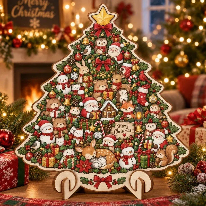 🎄 Houten kerstpuzzel met standaard | 9 feestelijke ontwerpen om in elkaar te zetten en neer te zetten 🧩