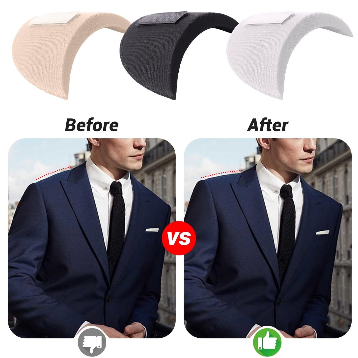 2 paar ingezette schoudervullinge