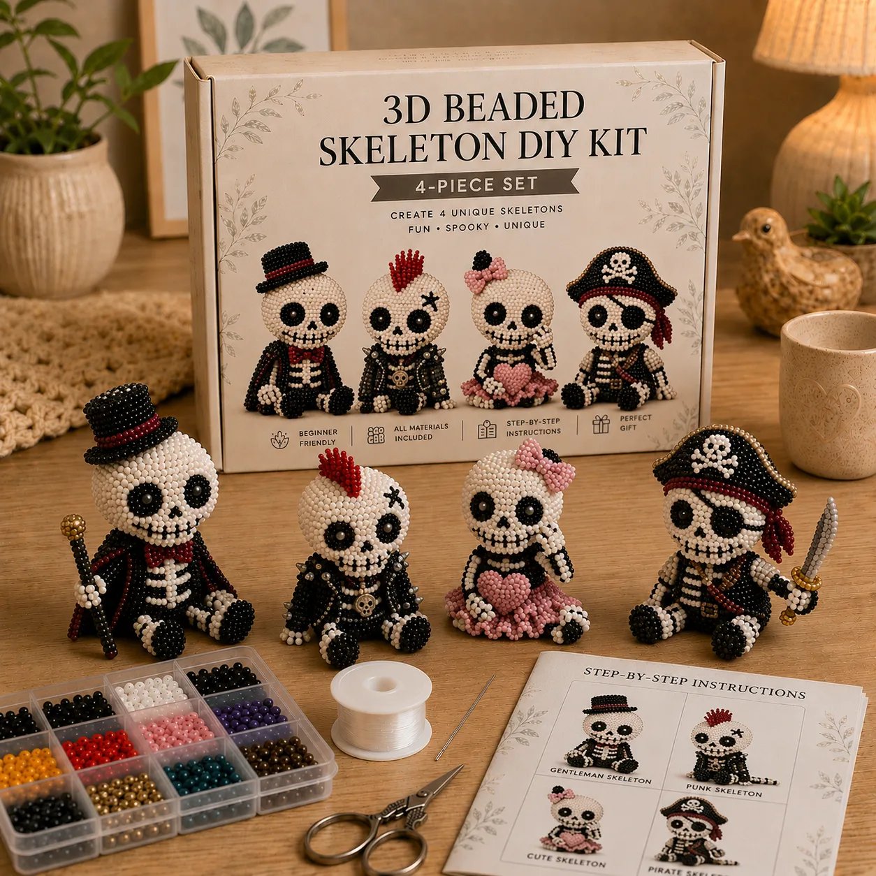 🔥 Laatste dag 50% korting 💀 3D kralen skelet doe-het-zelf kit