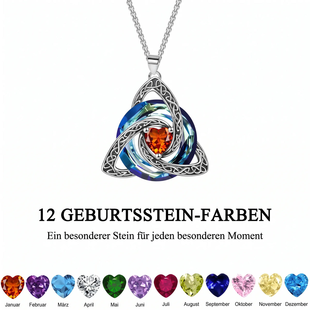 Keltische Trinity-knoopketting met geboortesteen ✨