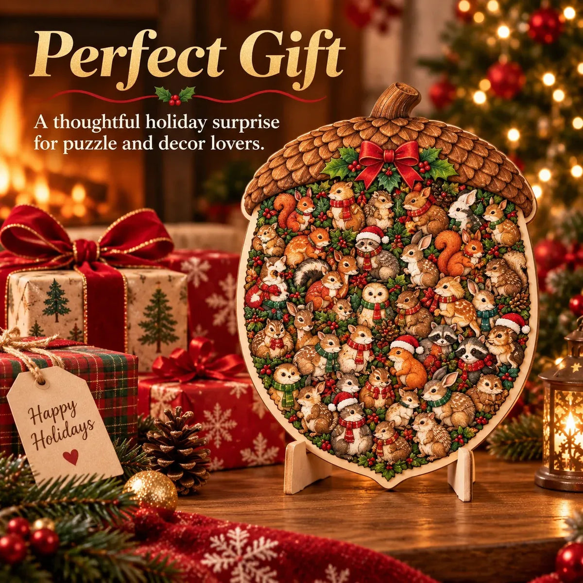 🎄 Houten kerstpuzzel met standaard | 9 feestelijke ontwerpen om in elkaar te zetten en neer te zetten 🧩