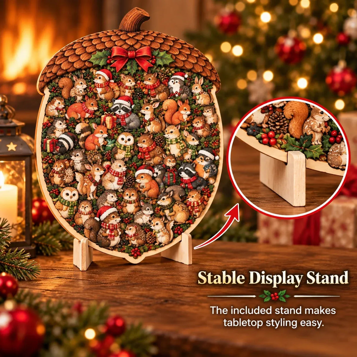 🎄 Houten kerstpuzzel met standaard | 9 feestelijke ontwerpen om in elkaar te zetten en neer te zetten 🧩