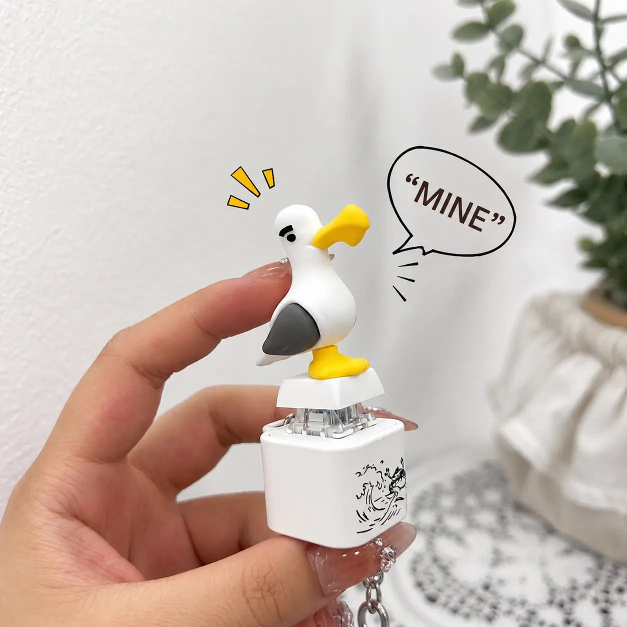 MIJN MEEUW! Sleutelhanger met knop - Echt geluid en LED-lampje