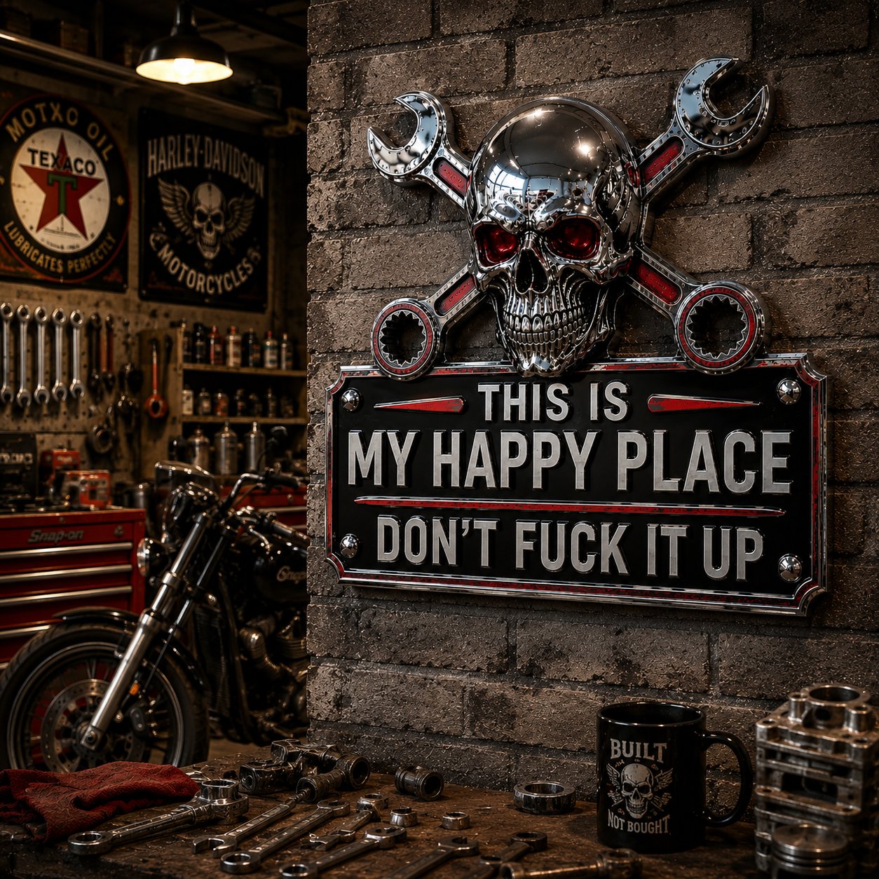 🔥💀Garagemuurbord "Dit is mijn gelukkige plek"