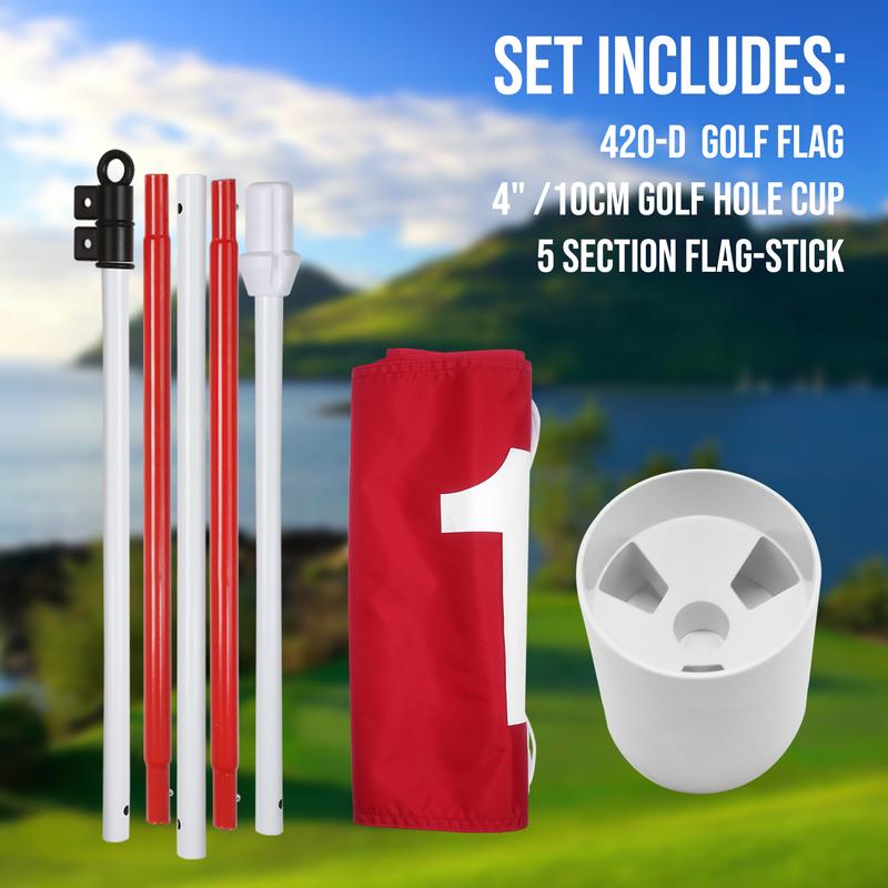 Golfvlaggenstok van 1,80 meter, draagbaar ontwerp met vijf secties voor oefenen op de puttinggreen in de achtertuin.