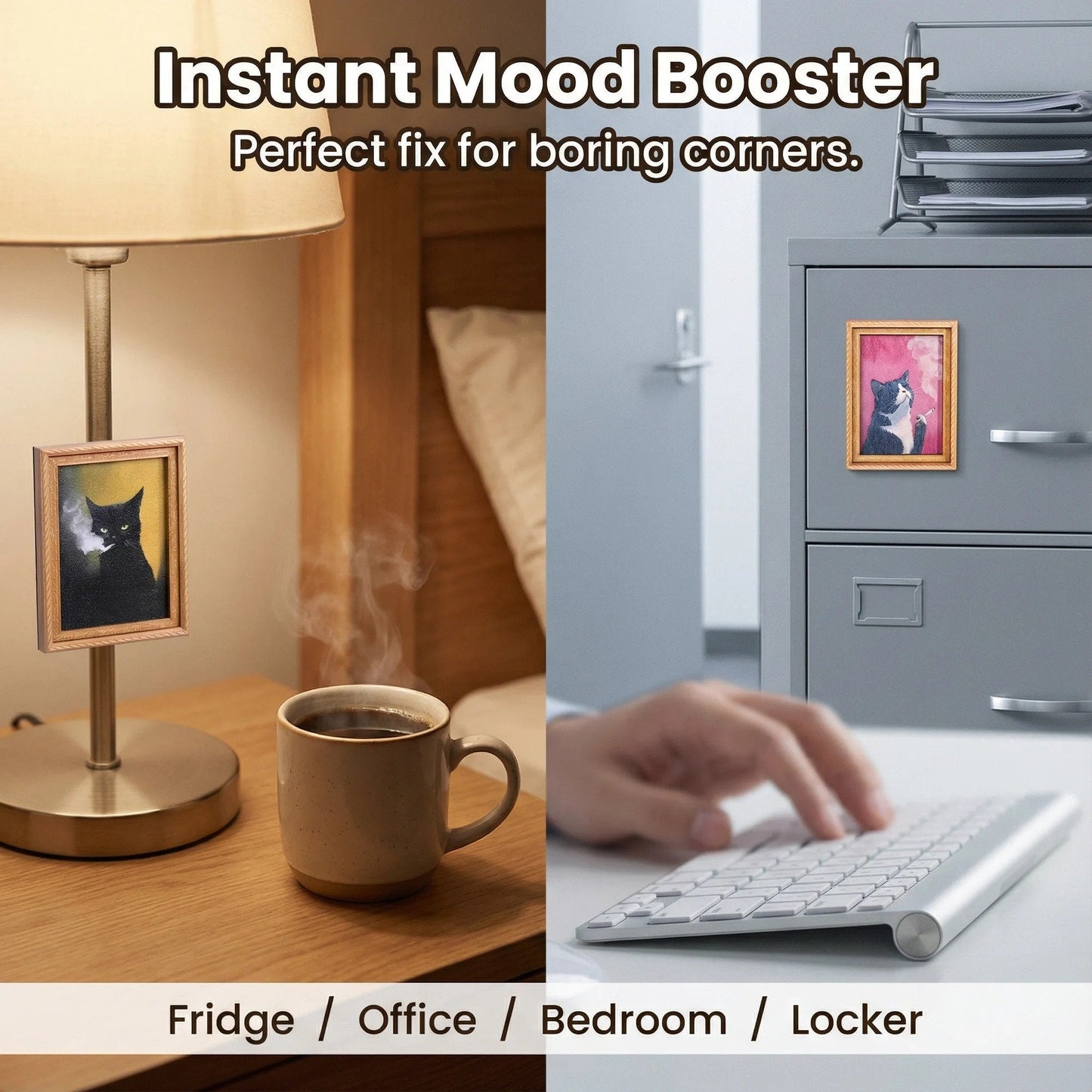 🌹 Schattige koelkastmagneten met katten – Betoverende kattenversiering met lijstje voor thuis en op kantoor 🐱✨