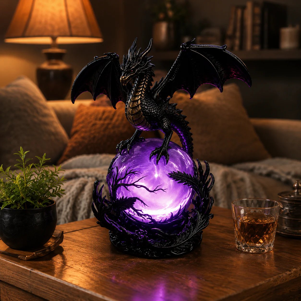 🔮Gotische draak LED-kristallenbollamp voor een donkere, sfeervolle inrichting.