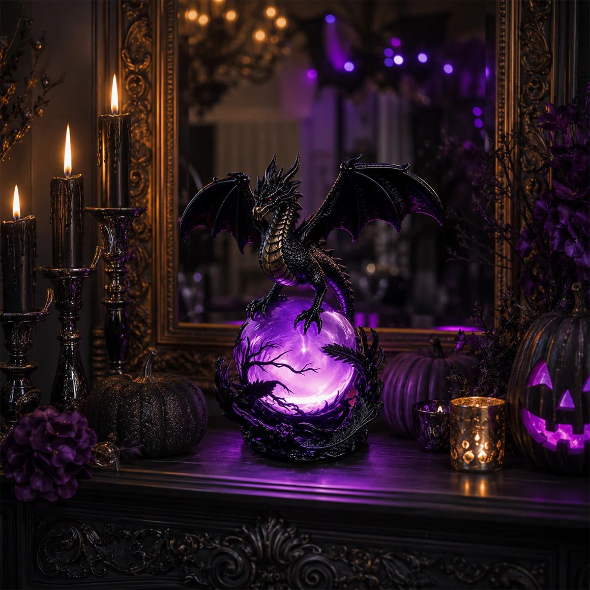 🔮Gotische draak LED-kristallenbollamp voor een donkere, sfeervolle inrichting.