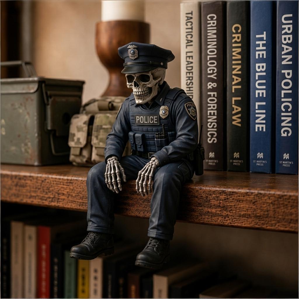 🎖️ Heldhaftige skeletfiguren voor op een plank | Politieagent en soldaat decoratie van hars