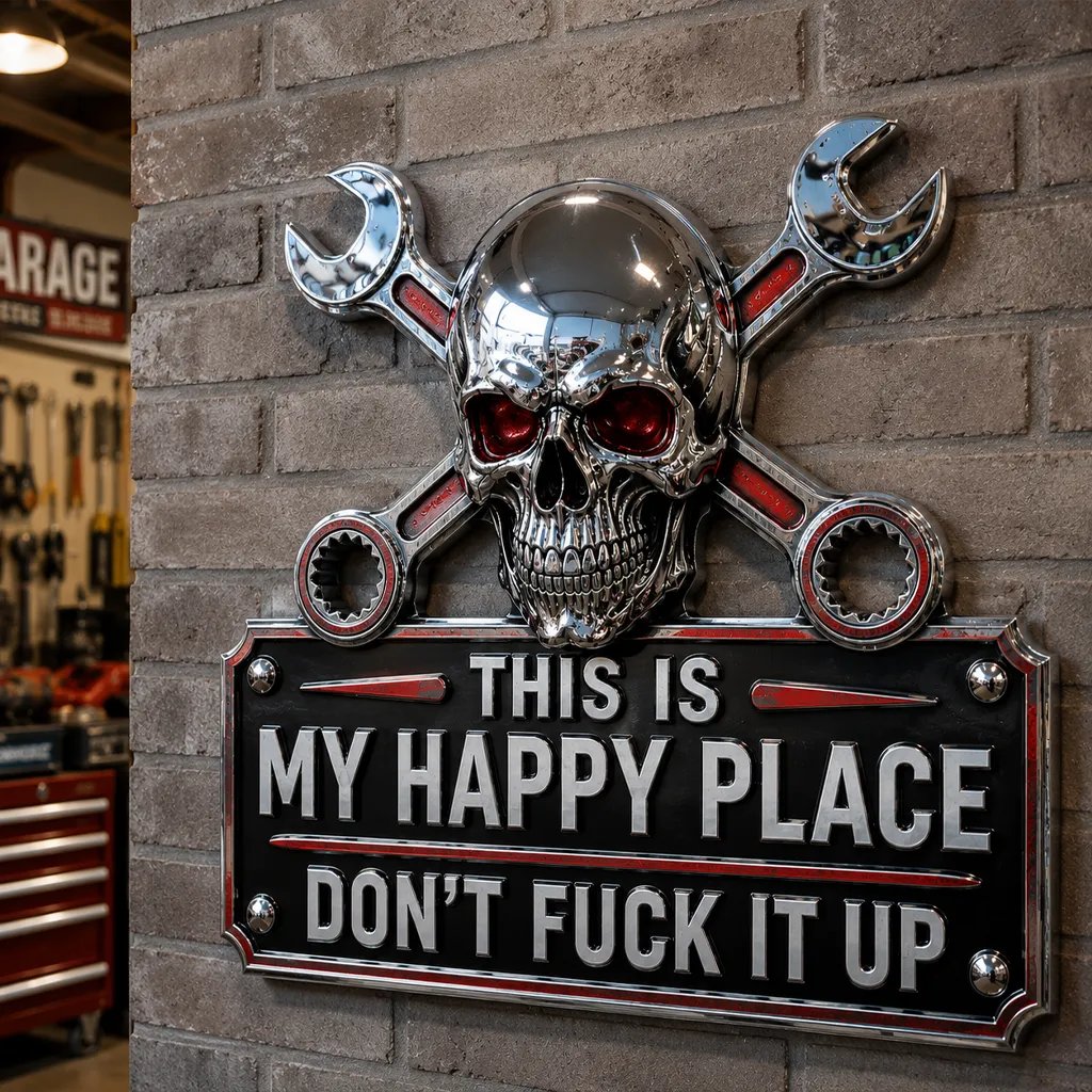 🔥💀Garagemuurbord "Dit is mijn gelukkige plek"