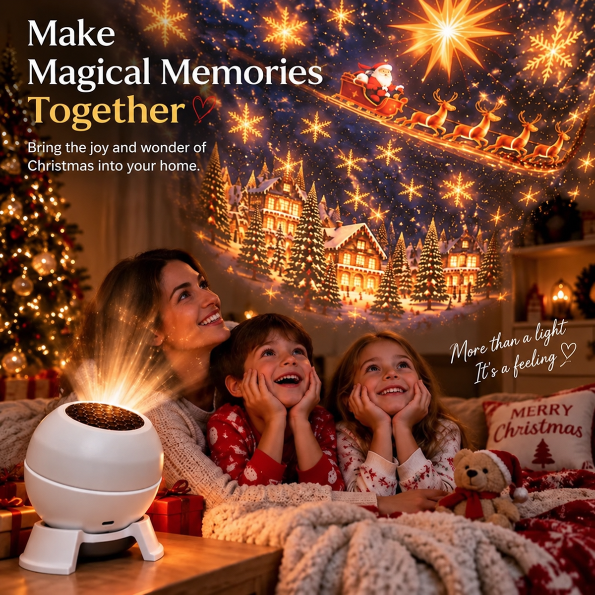 💡 Verander elke kamer in een kerstsprookje – Feestelijk nachtlampje met projectie