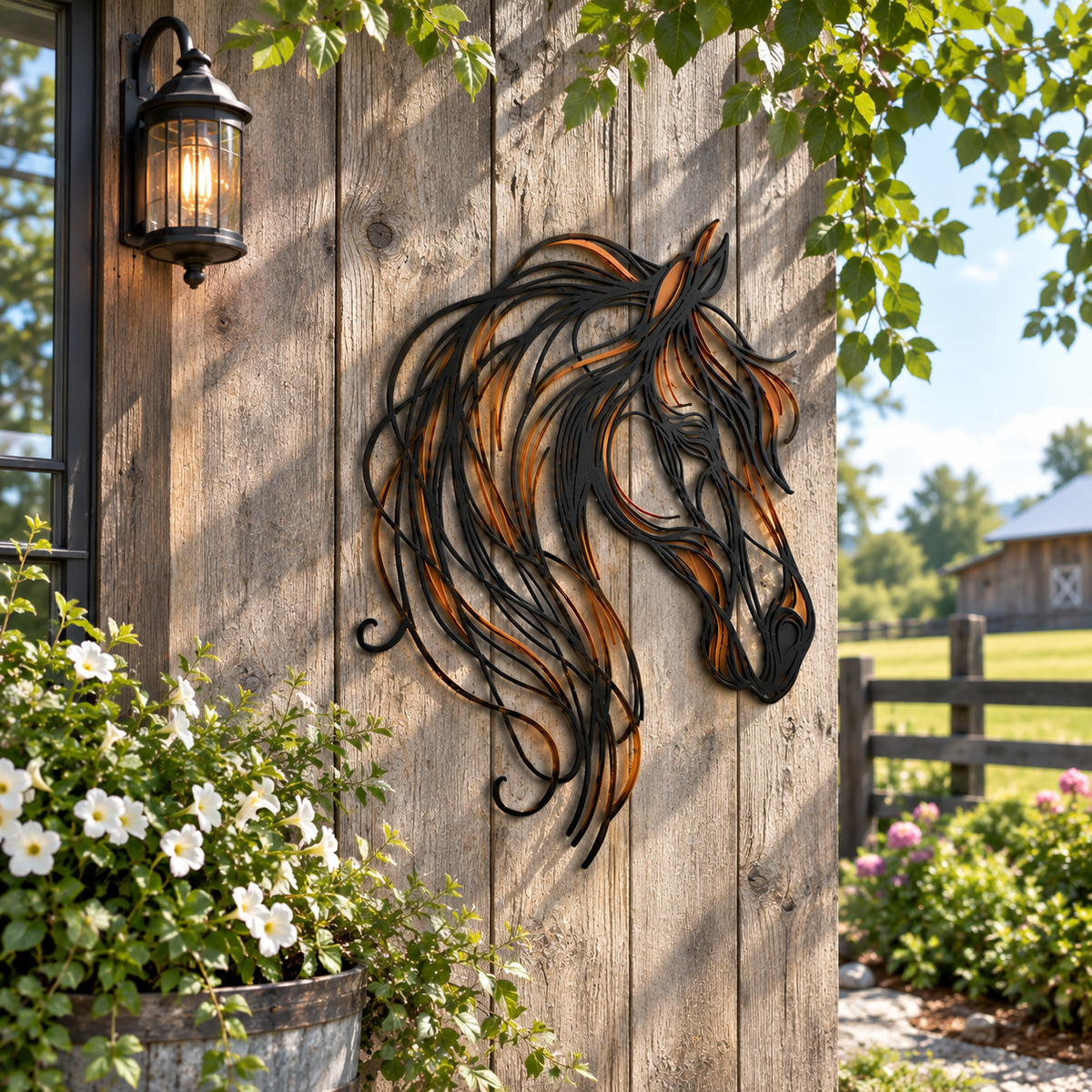 🐎Opengewerkte metalen wanddecoratie met een paardenhoofd