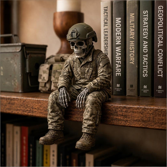 🎖️ Heldhaftige skeletfiguren voor op een plank | Politieagent en soldaat decoratie van hars
