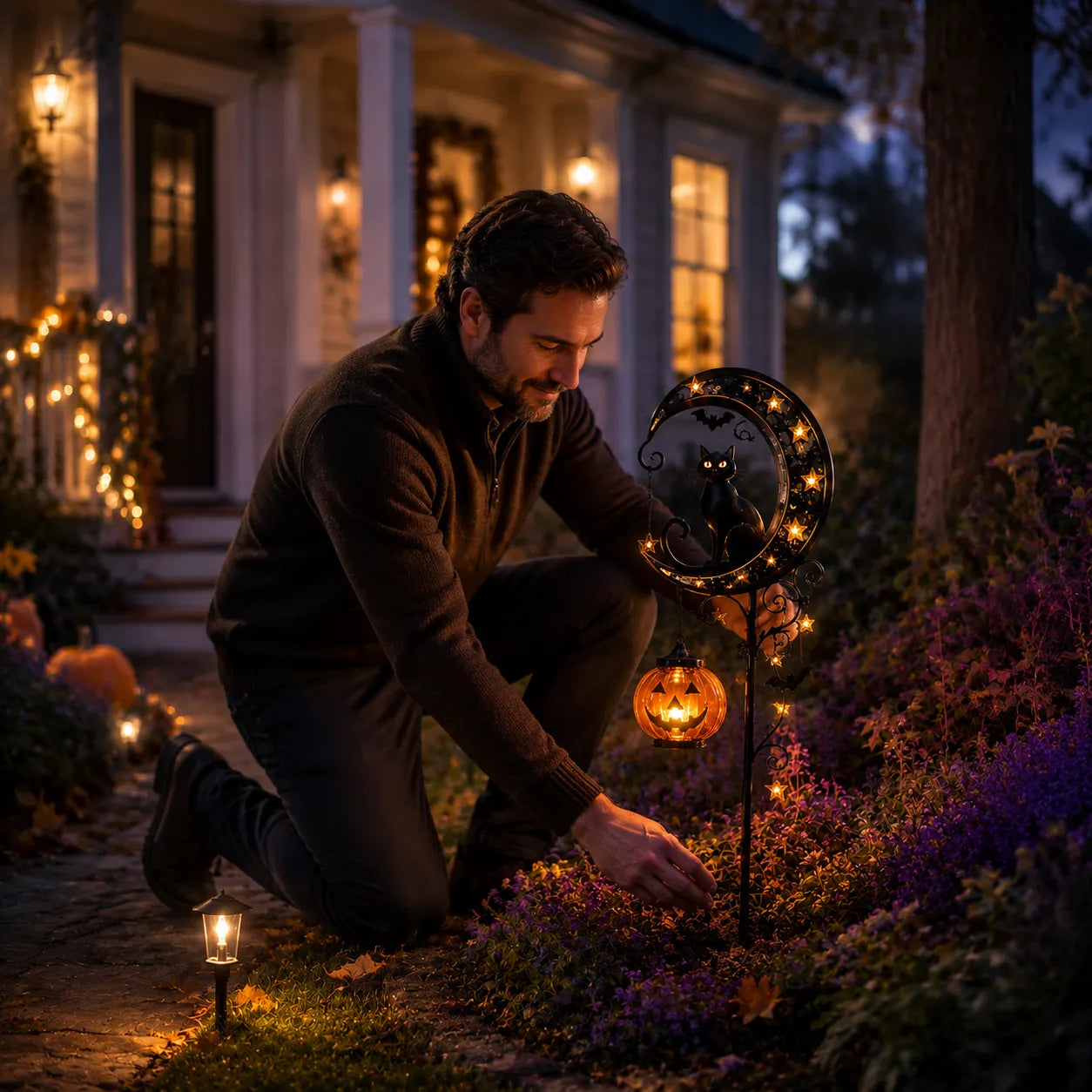 🎃Tuinlamp op zonne-energie met zwarte kat-motief voor Halloween