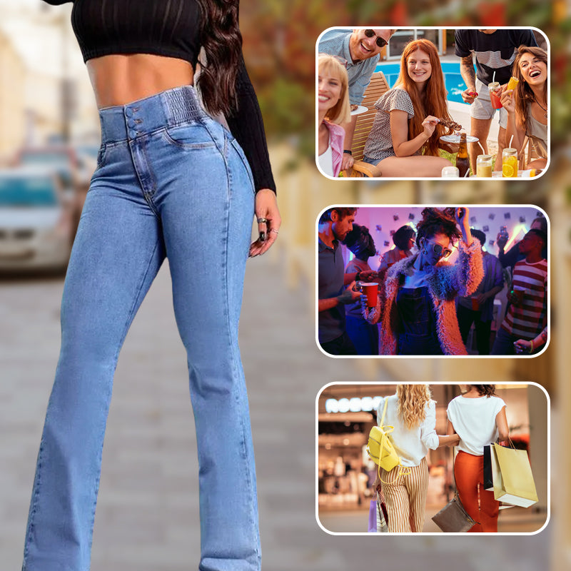 💕Lente-nieuwigheid👖Stretch-flared jeans met hoge taill